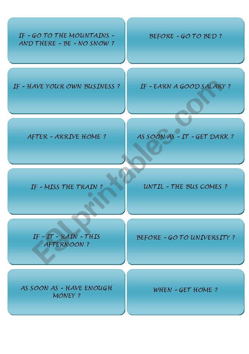 First Conditional / Time Clauses Conversation Mingle