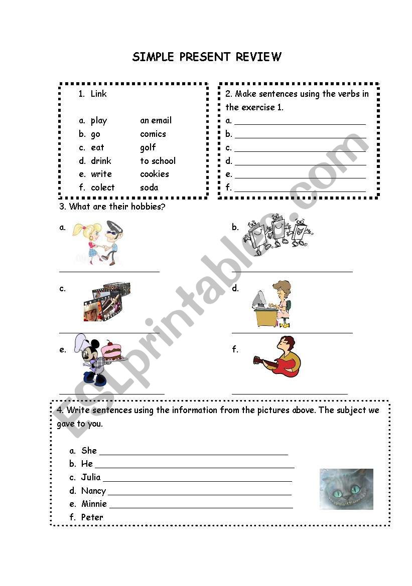 Simple present review worksheet