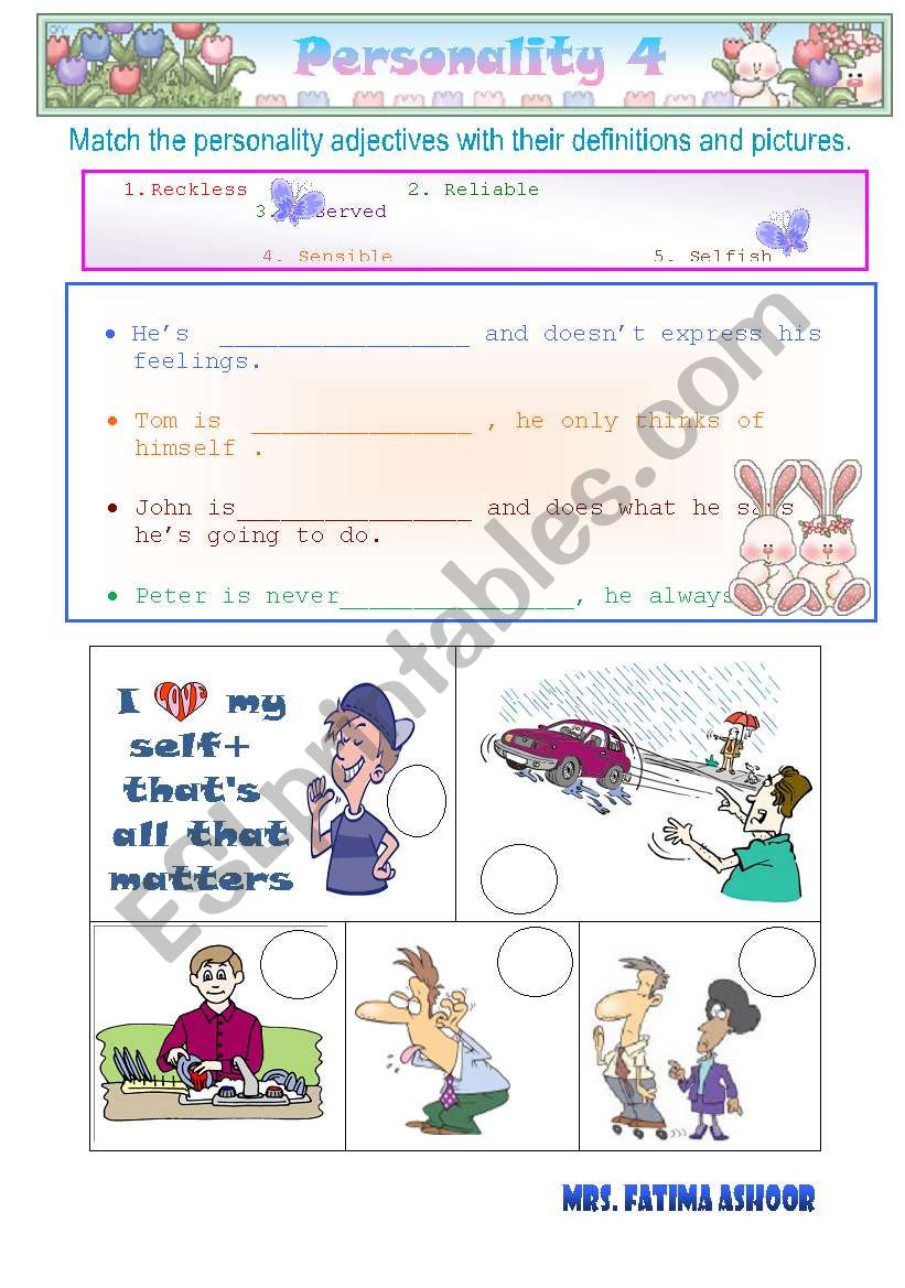 personality4 worksheet