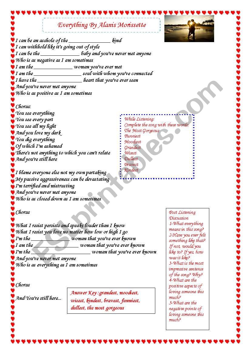 Song, Vocabulary Matching and Discussion using Superlatives