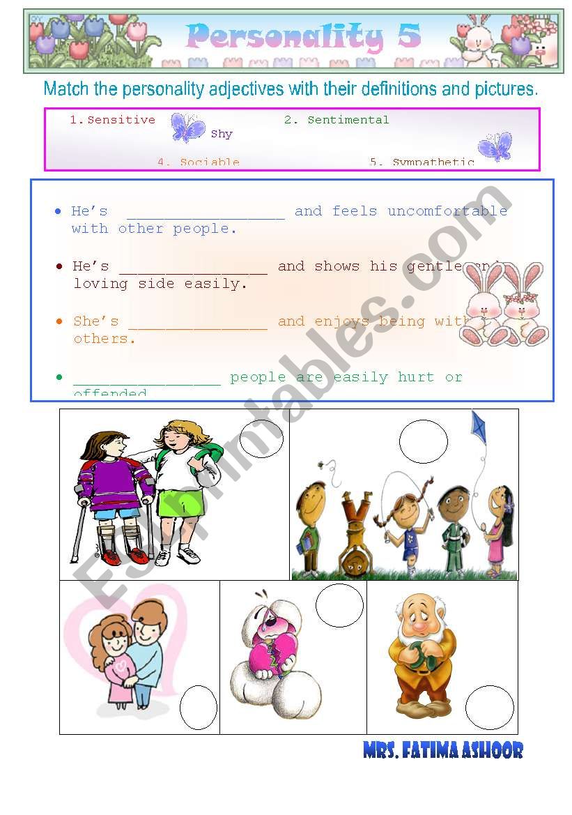  personality 5 worksheet