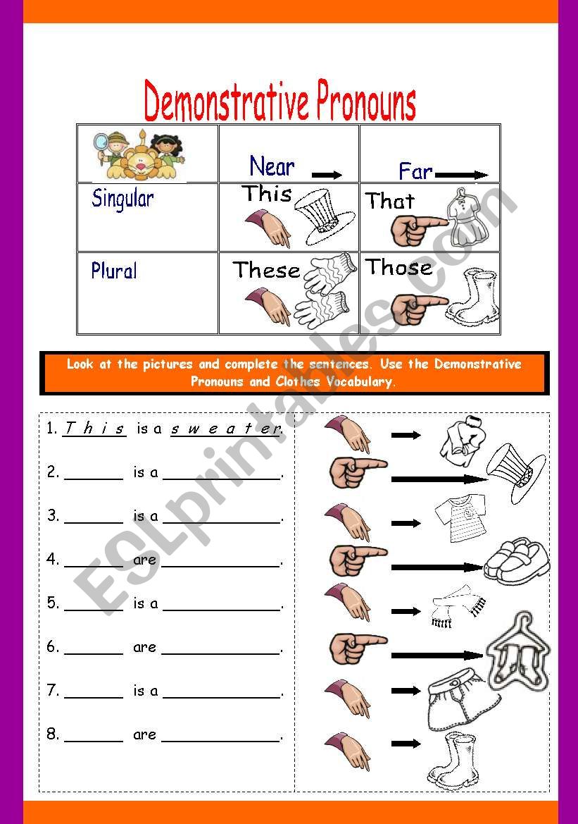 DEMONSTRATIVE PRONOUNS WITH CLOTHES