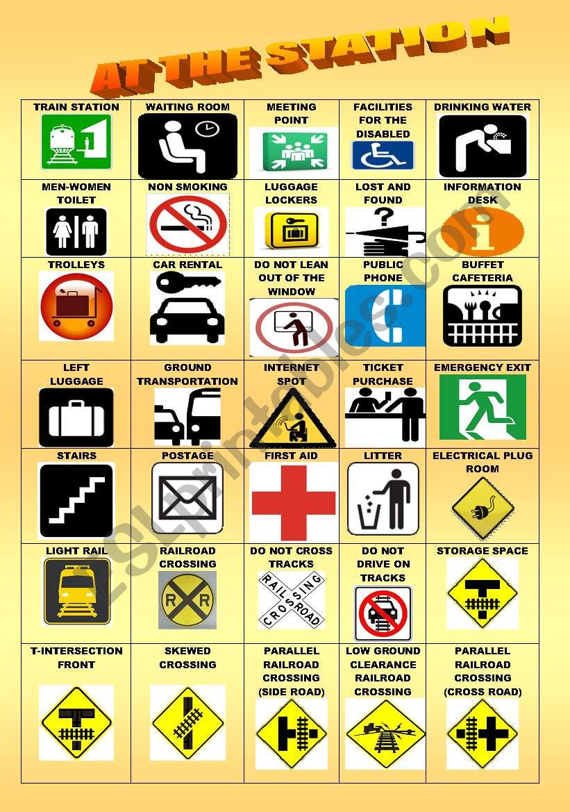 AT THE STATION/SIGNS/PICTIONARY