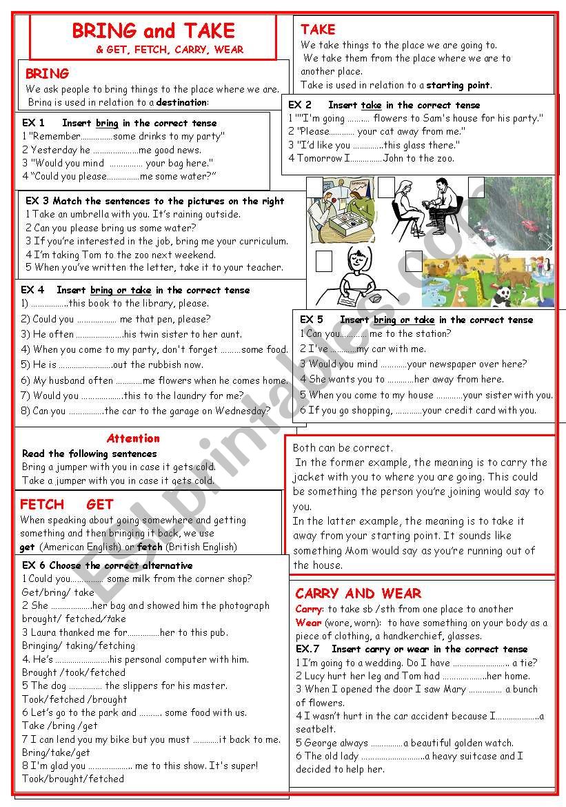 Bring & Take worksheet