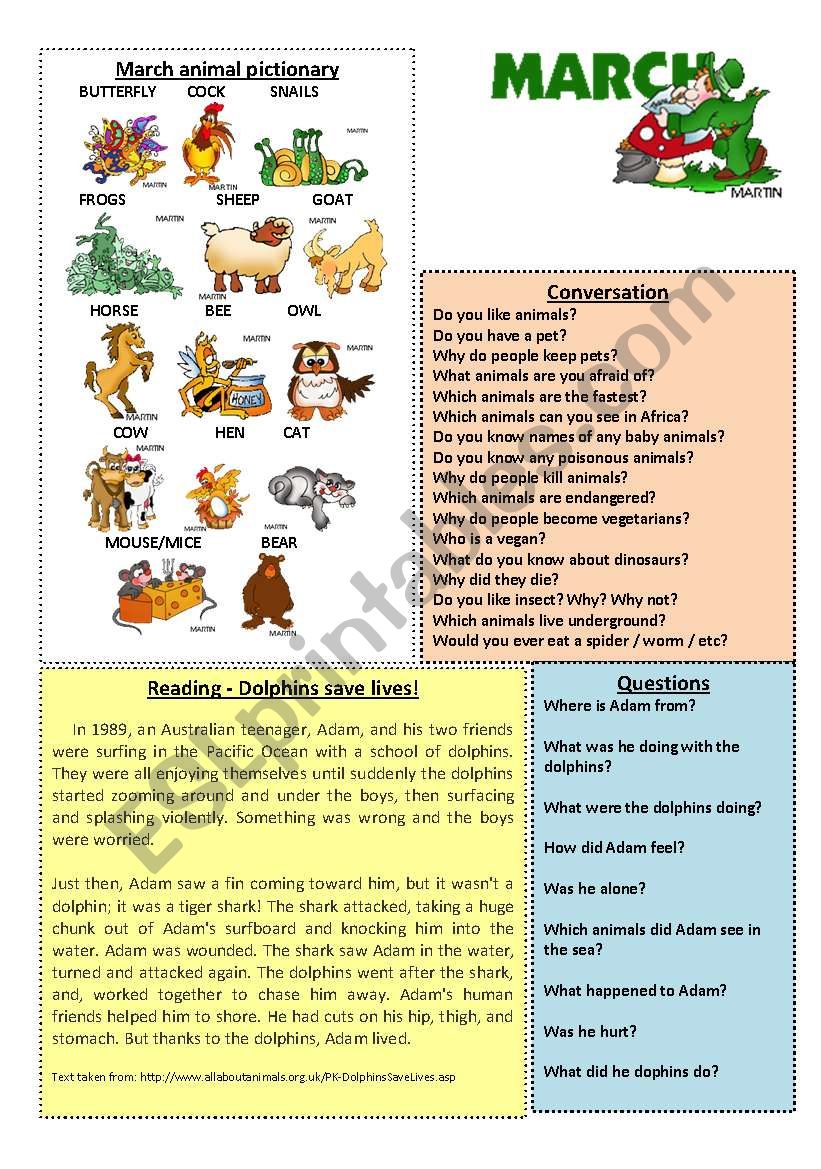 March worksheet 3/12 (talk, read, discuss)