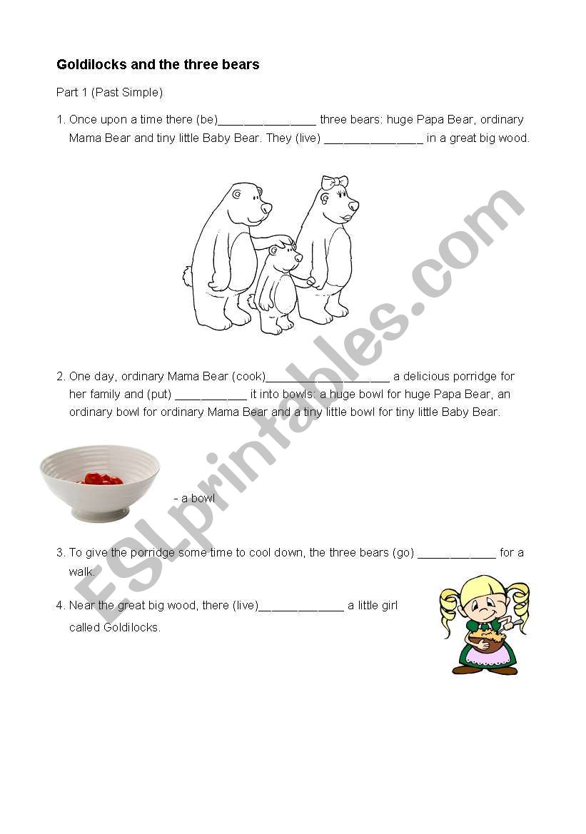 Goldilocks worksheet