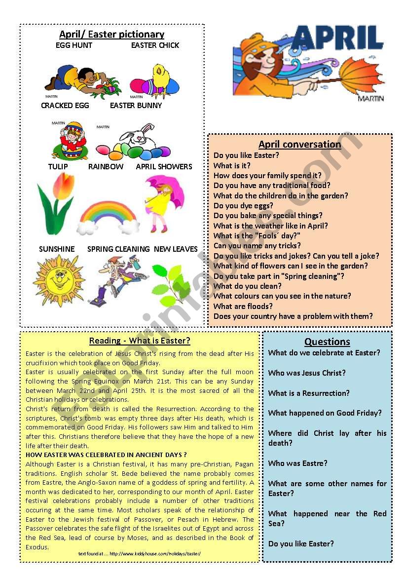 April worksheet 4/12 (talk, read, discuss)