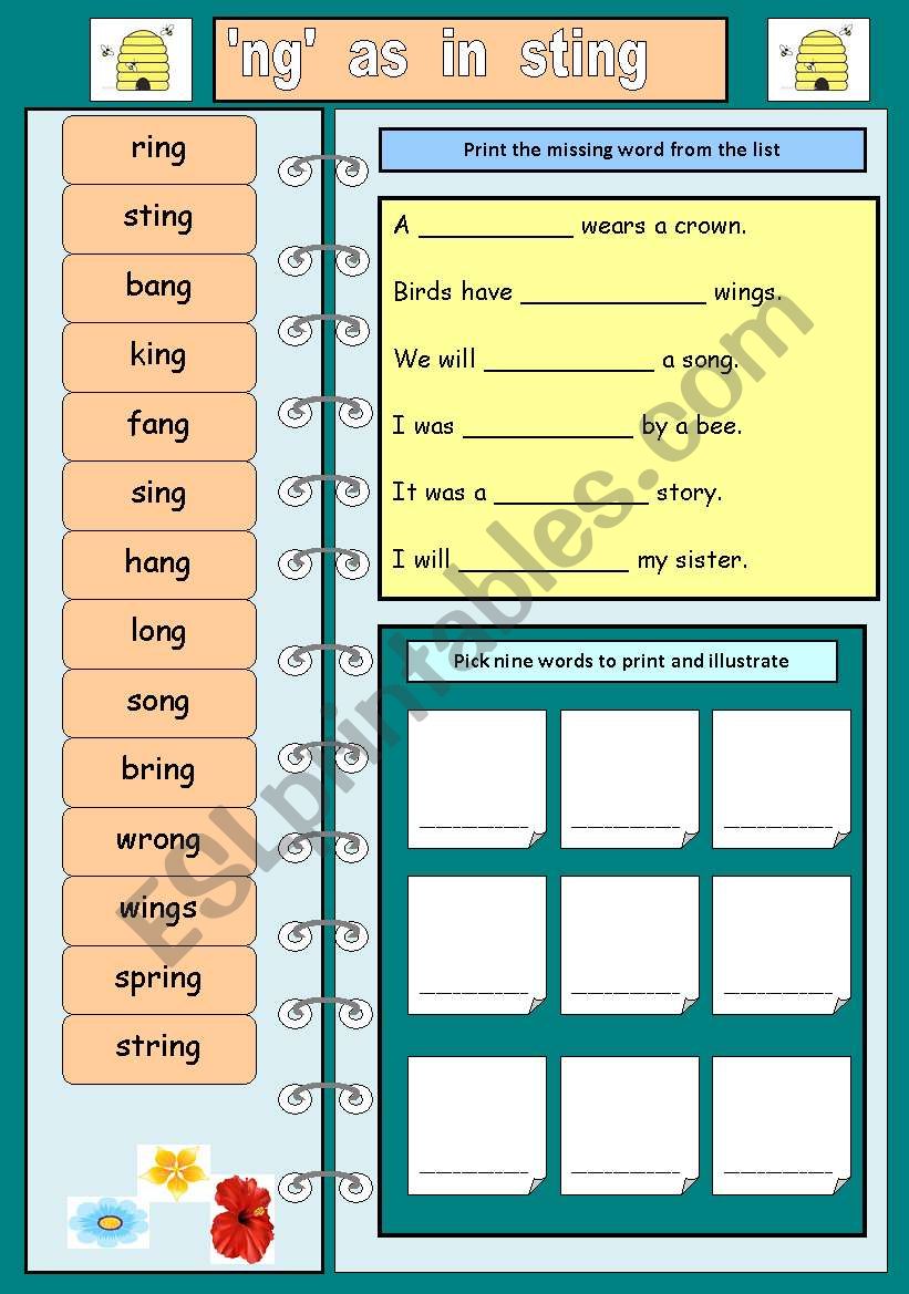 Working with words worksheet