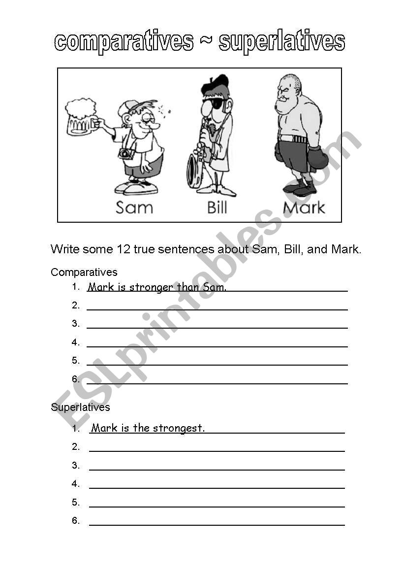 Comparative and superlatives worksheet