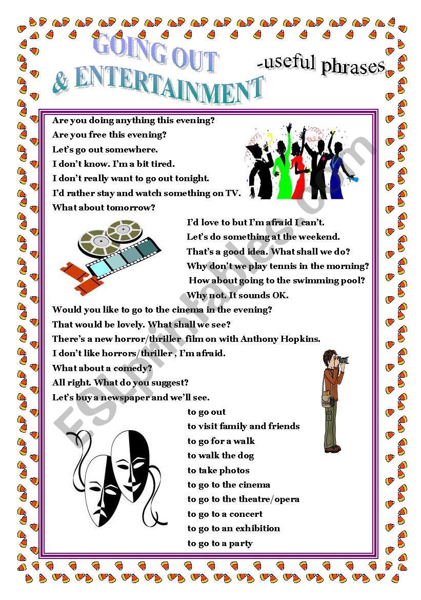 GOING OUT -  useful phrases.  worksheet