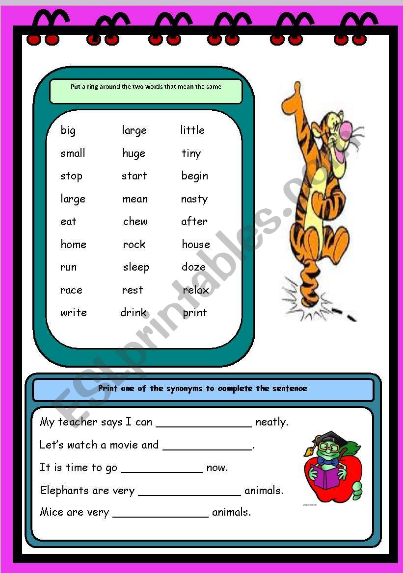 Working with words worksheet