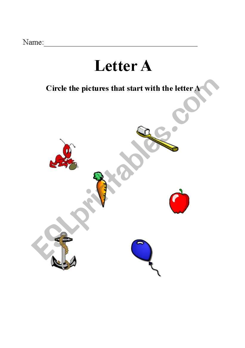 The Letter A worksheet