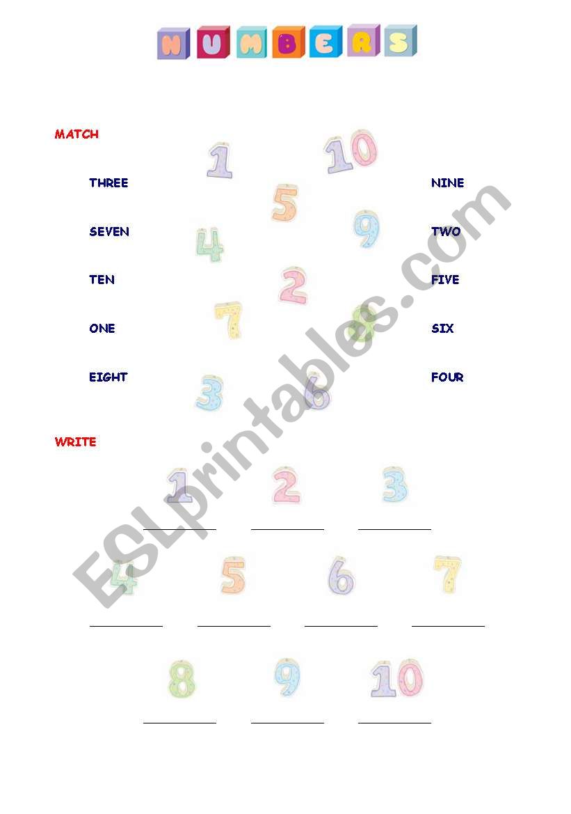 NUMBERS worksheet