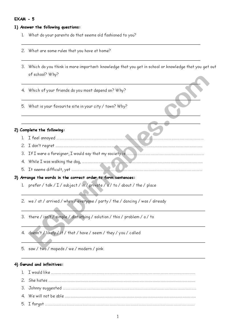 EXAM 5 worksheet