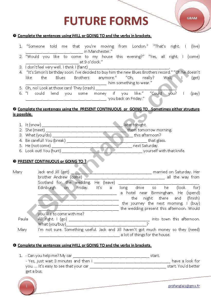 FUTURE FORMS worksheet