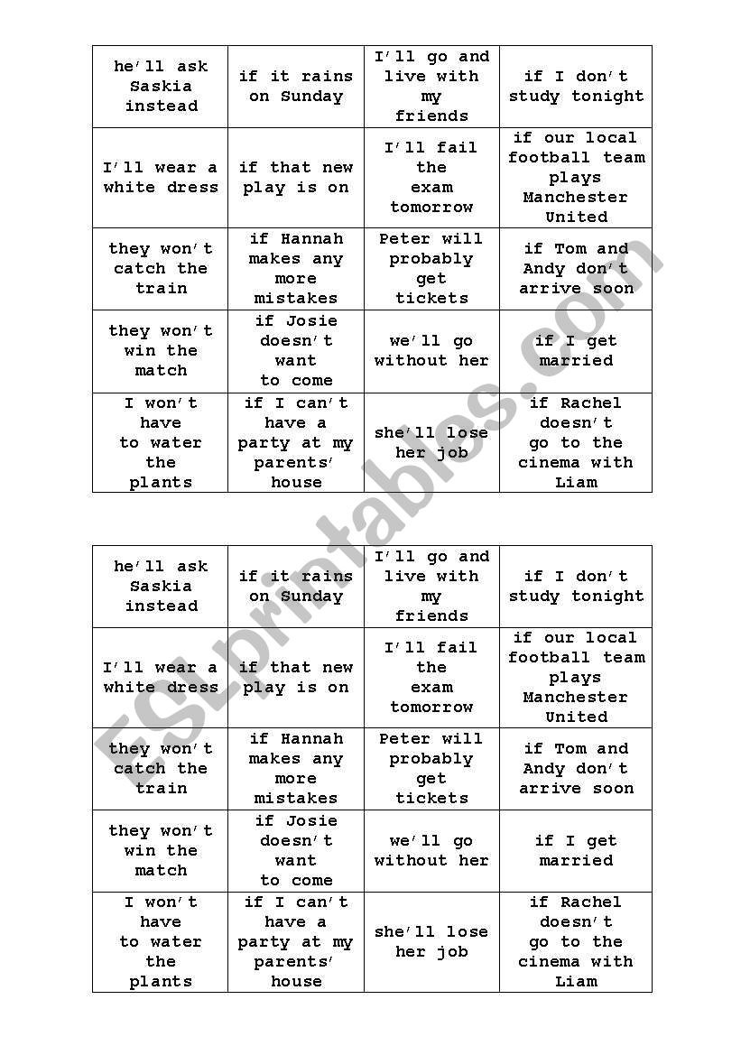 First Conditional Domino worksheet