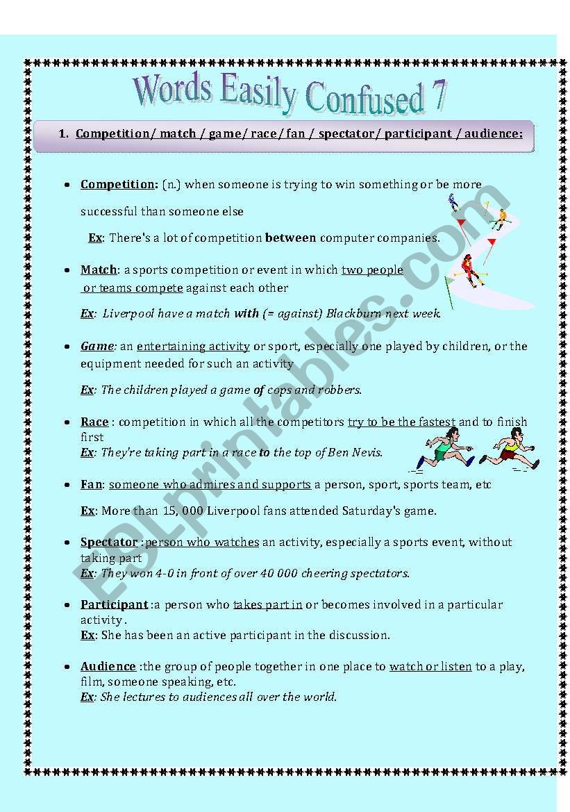 words easily confused 7 worksheet