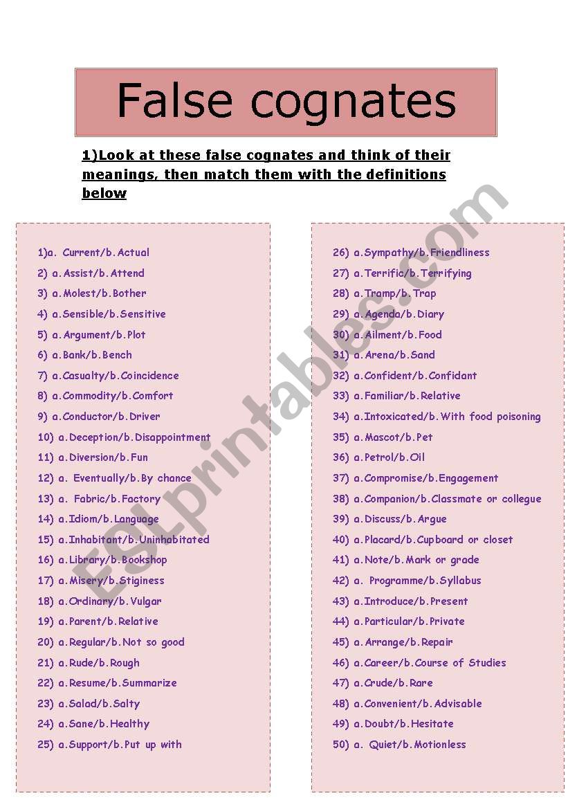 False Cognates or False Friends