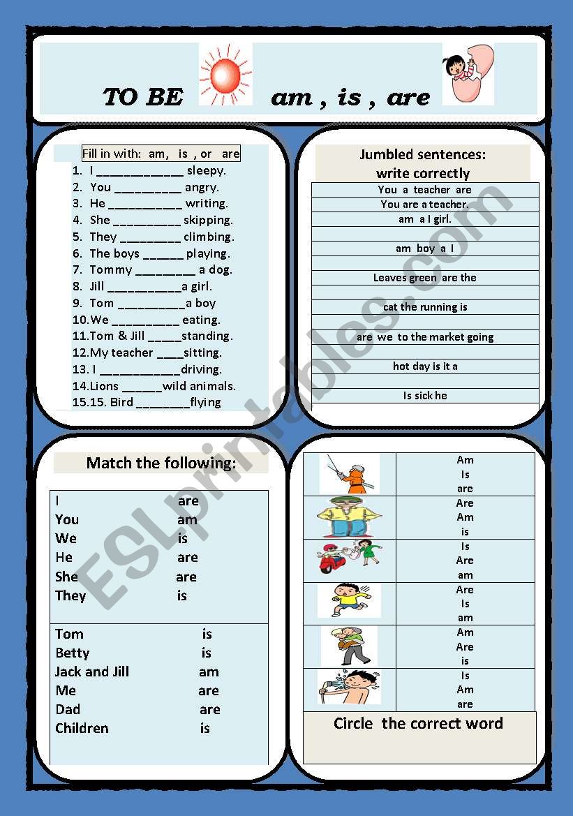 TO BE : Present simple worksheet