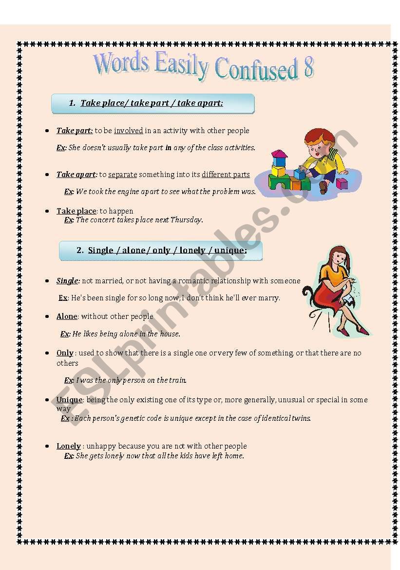 words eaily confused 8 worksheet