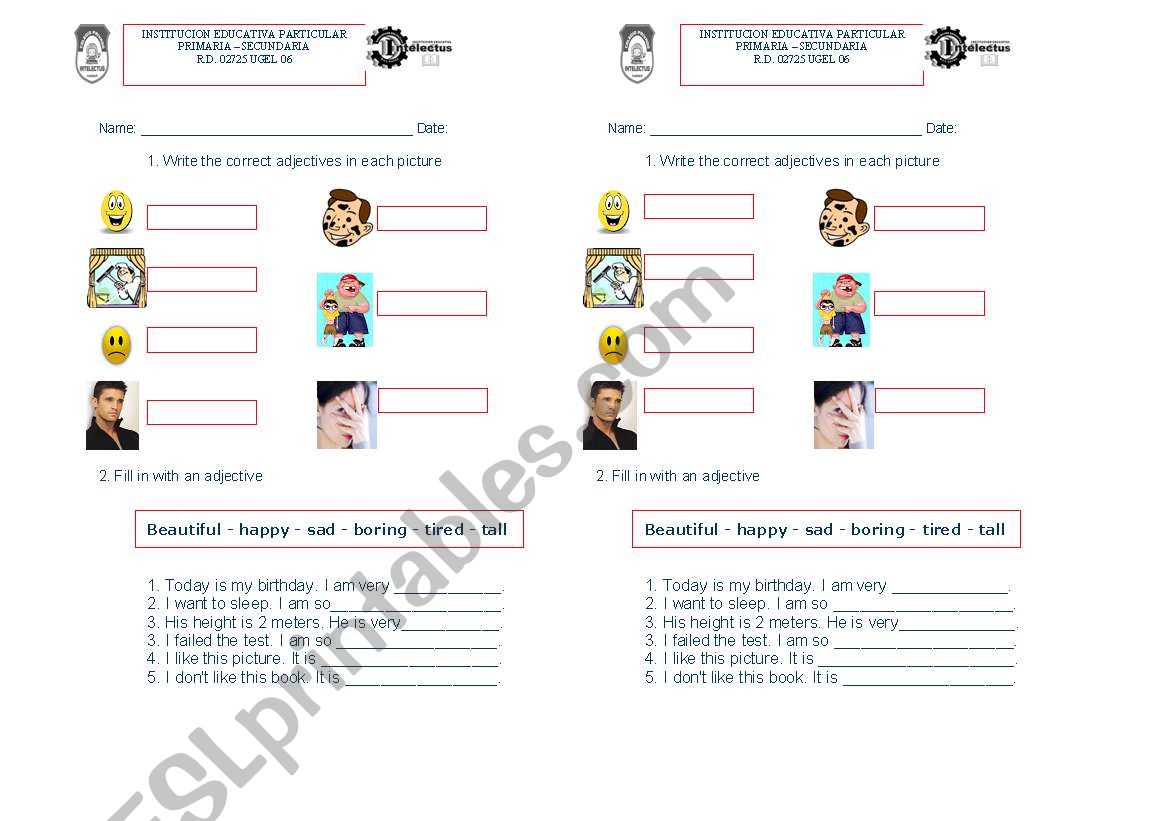 ADJECTIVES worksheet