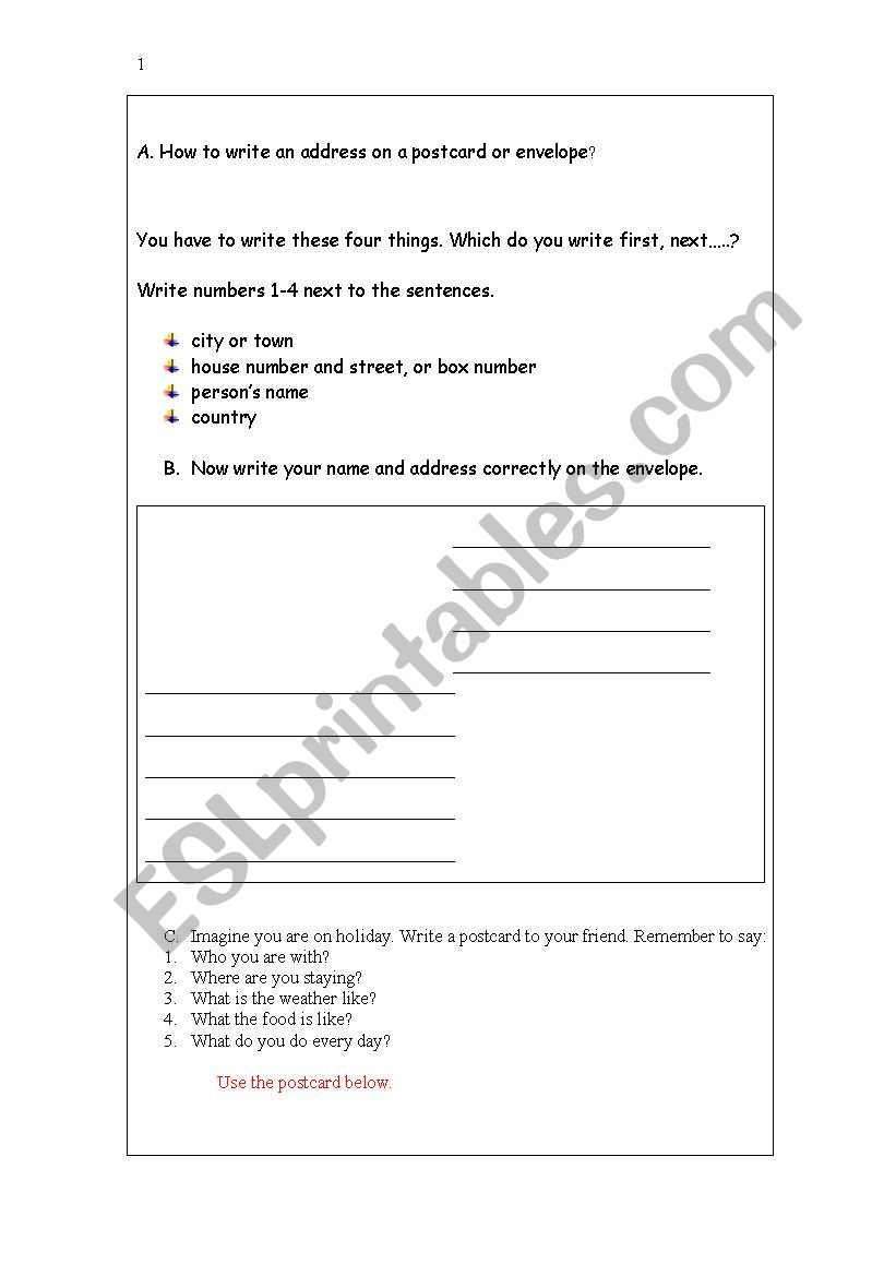 holidays worksheet