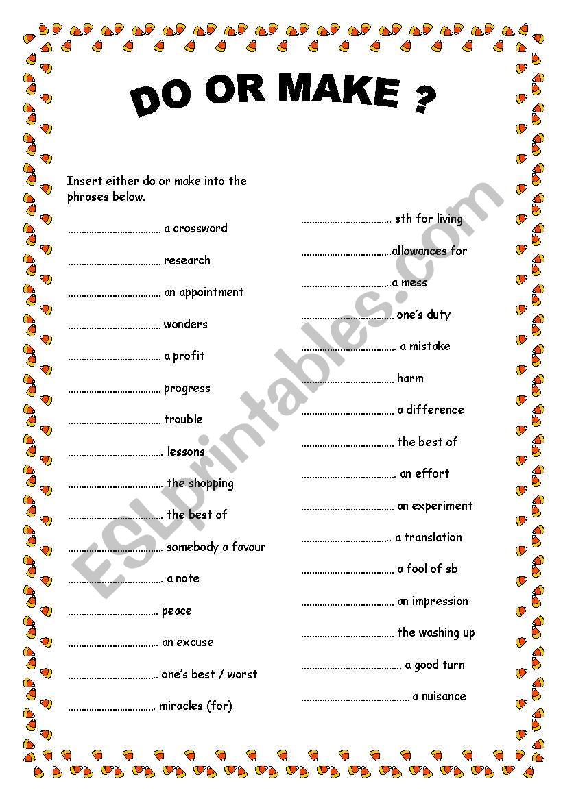 do or make? worksheet