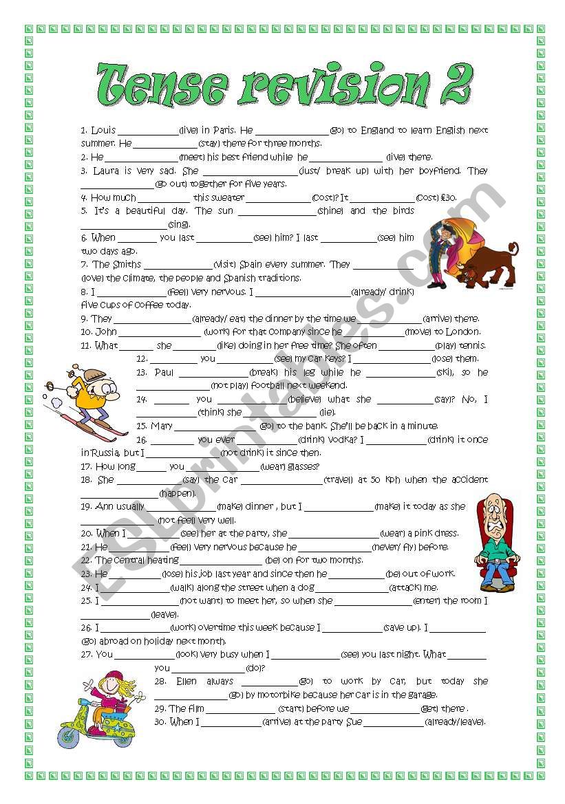 Tense revision 2 worksheet