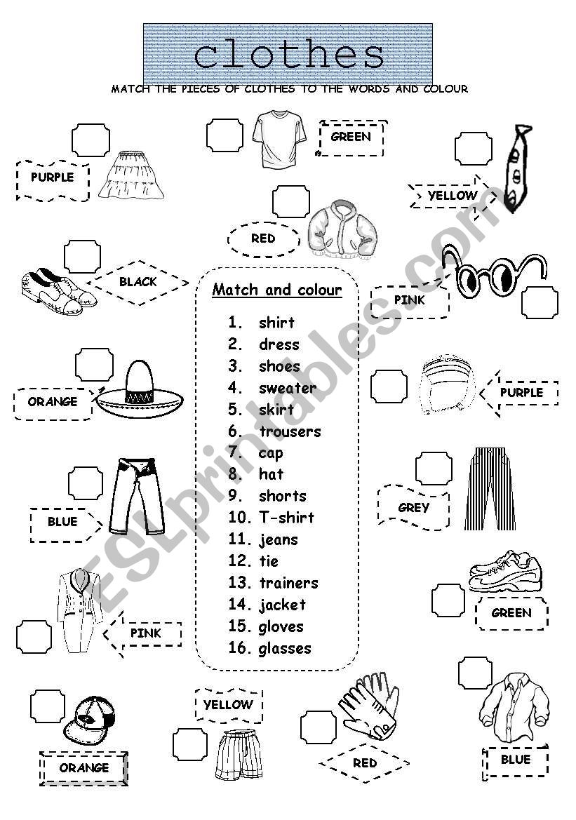 CLOTHES worksheet