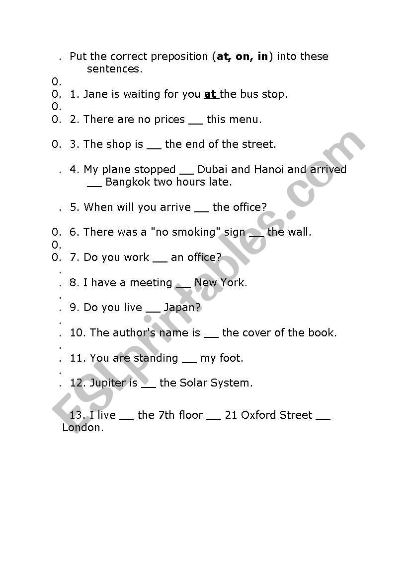 Prepositions worksheet worksheet