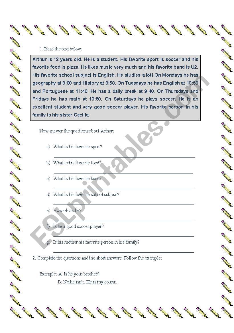 Text-Simple Past worksheet