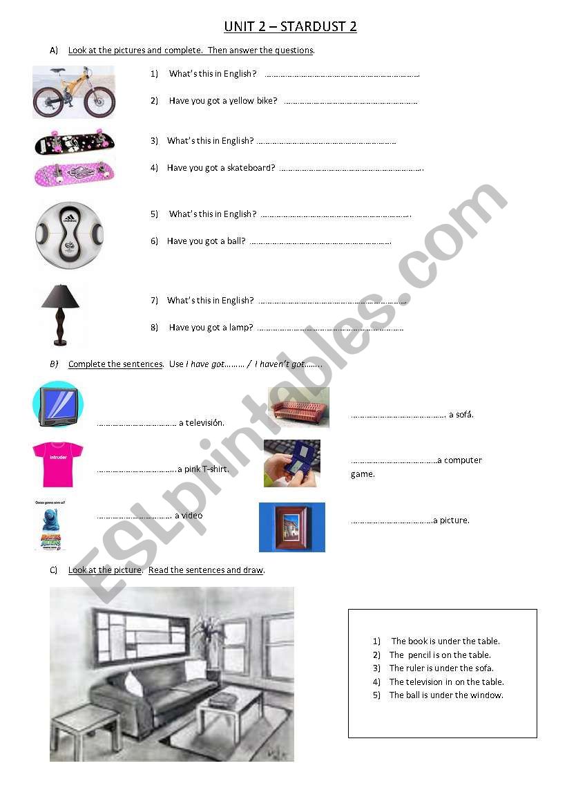 Possessions worksheet