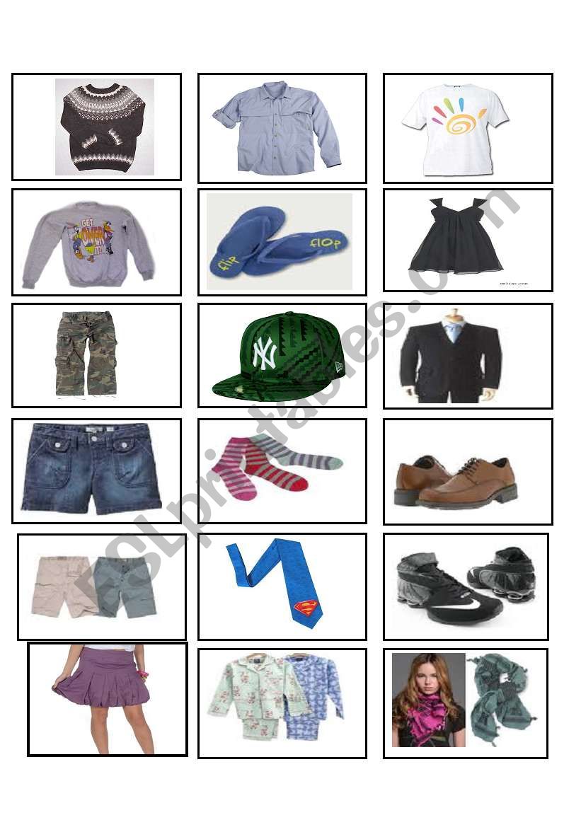 Memory Game Clothes worksheet