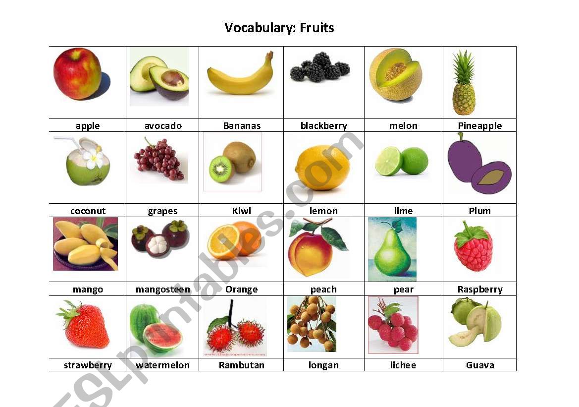 Fruits worksheet