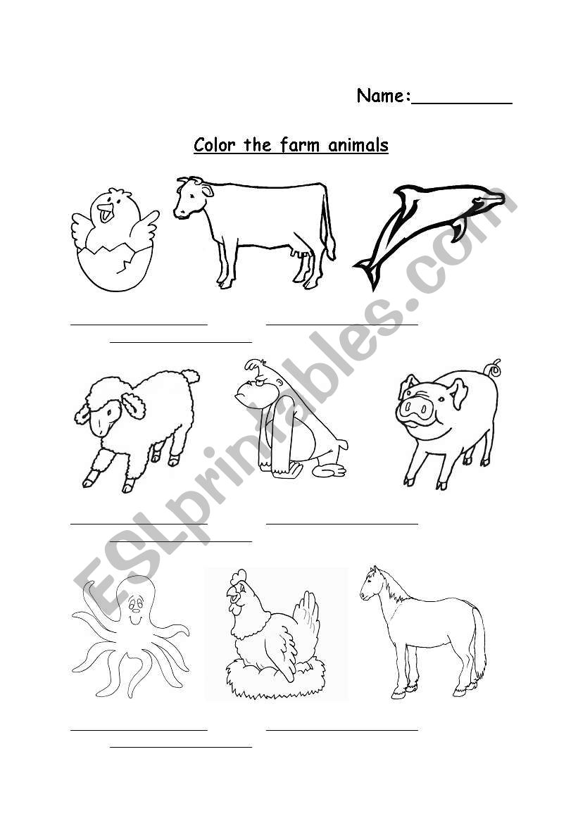 Color the farm animal worksheet