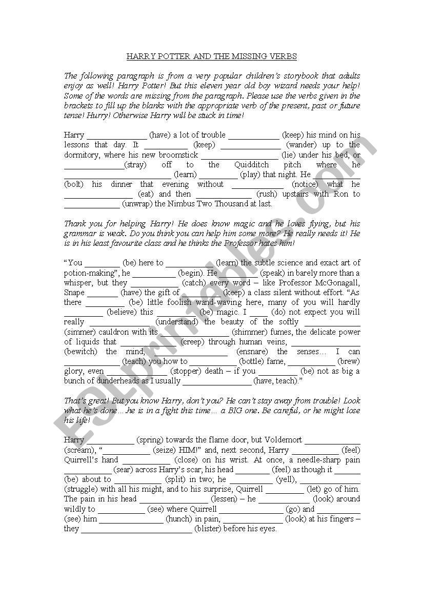 Verb Tenses worksheet