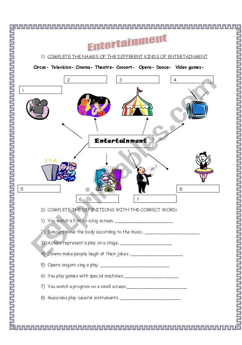 ENTERTAINMENT worksheet