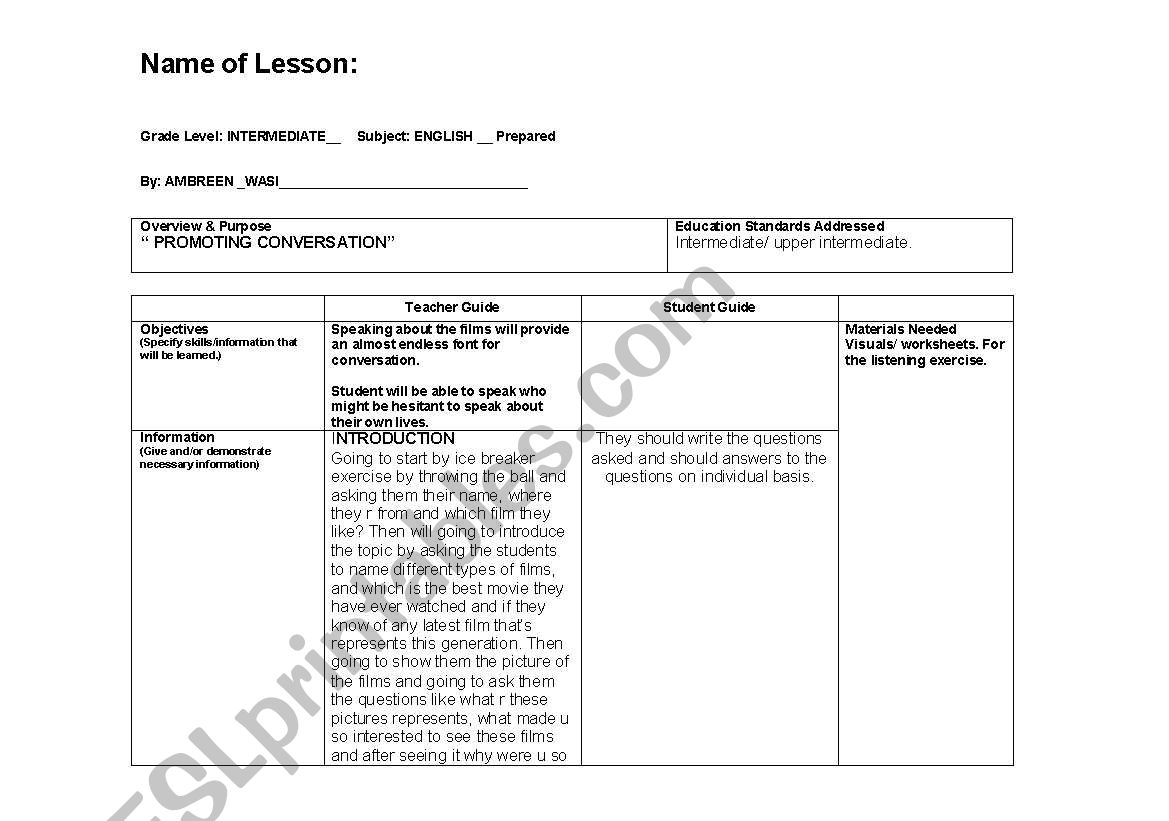 films worksheet