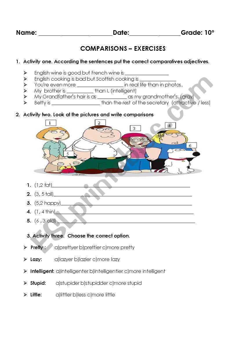 Comparatives worksheet