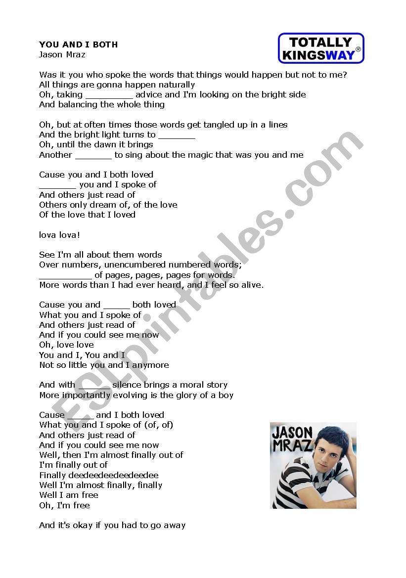 You and I both by Jason raz worksheet