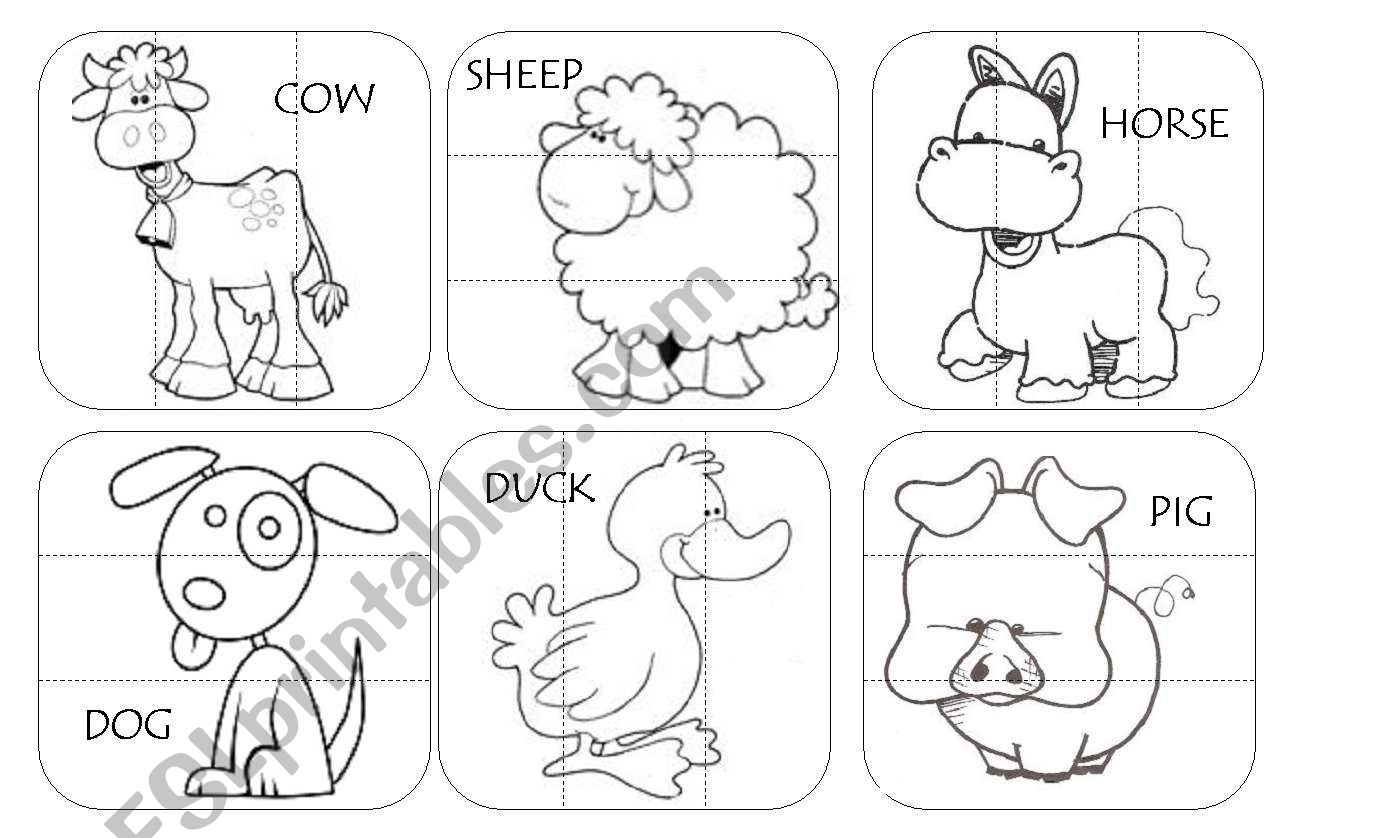 FARM ANIMALS PUZZLE - ESL worksheet by lapaoiza
