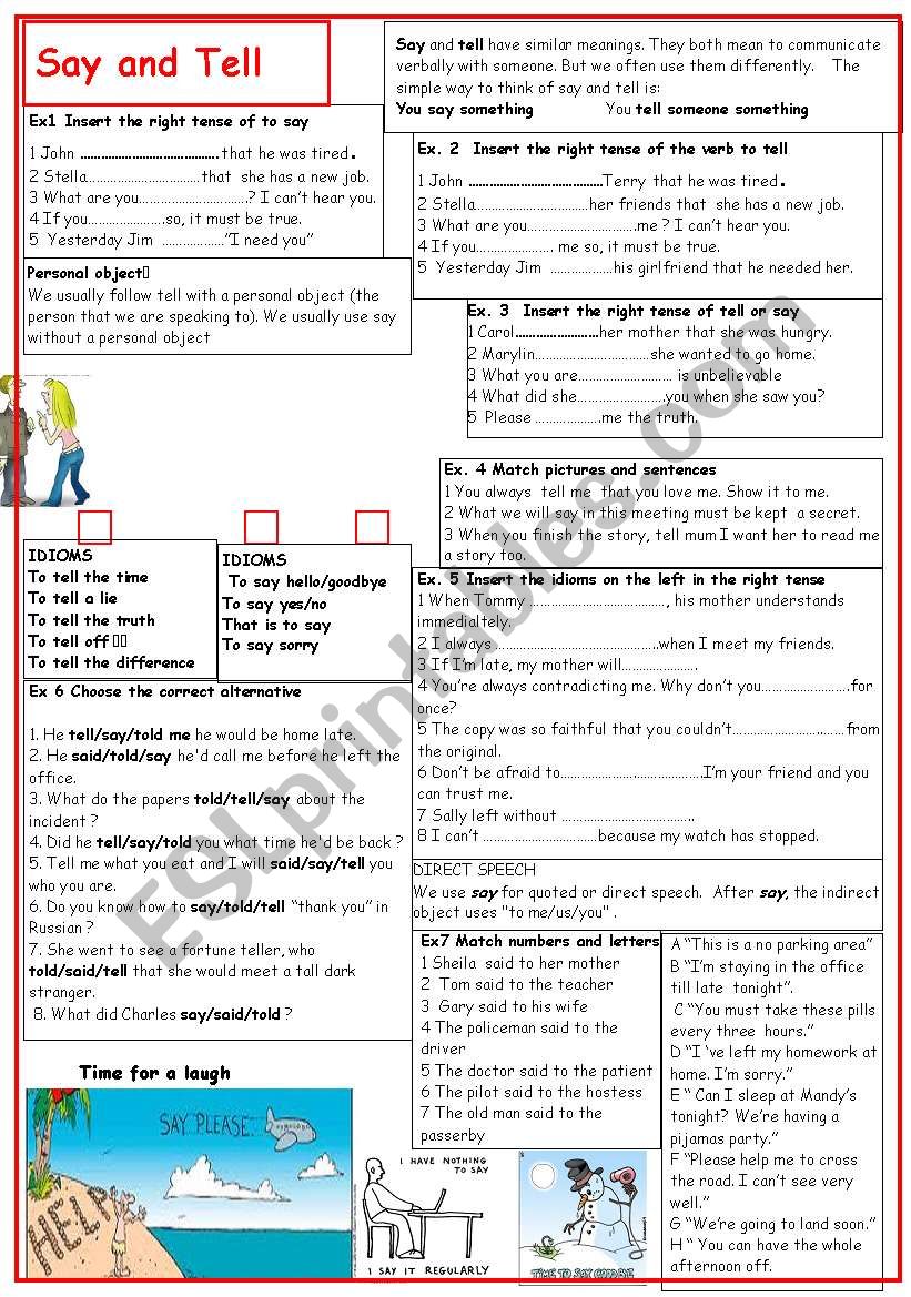 Say   & Tell worksheet