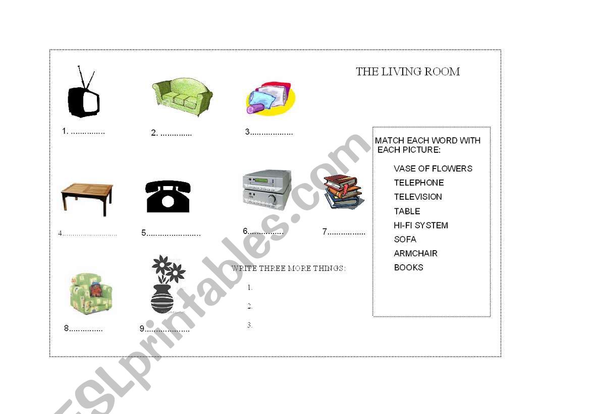 THE LIVING ROOM worksheet