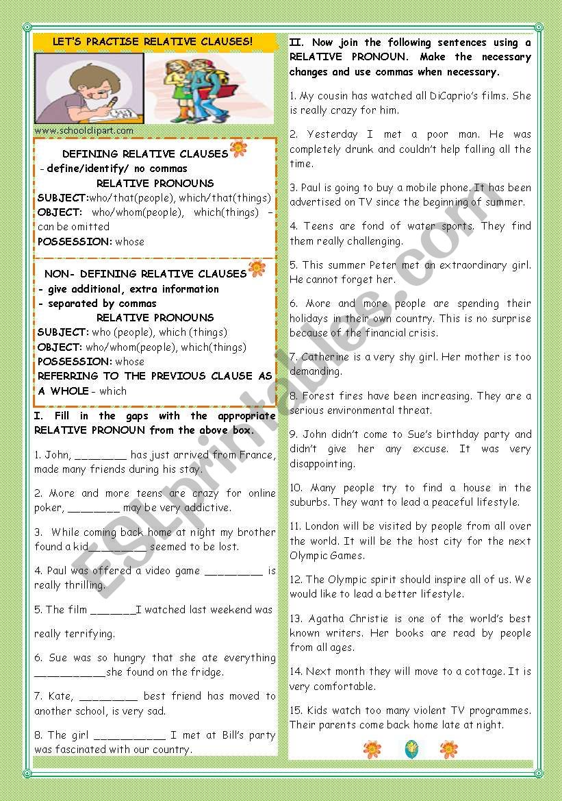 LETÂ´S PRACTISE RELATIVE CLAUSES!