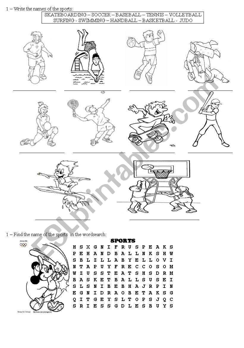 SPORTS worksheet