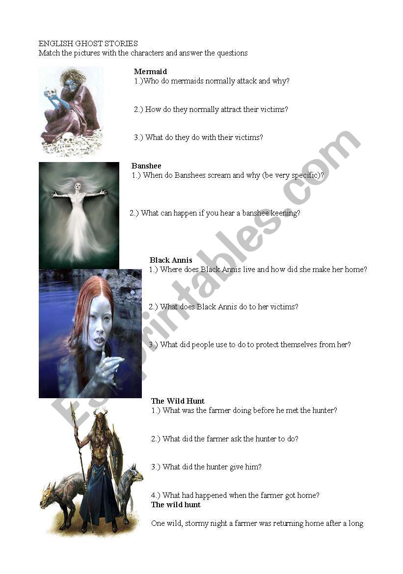 Ghost stories worksheet