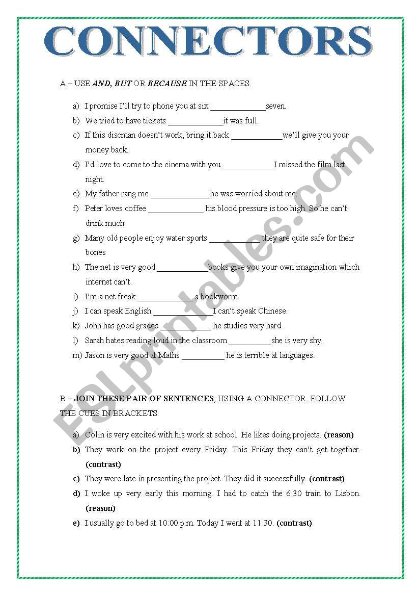 CONNECTORS worksheet