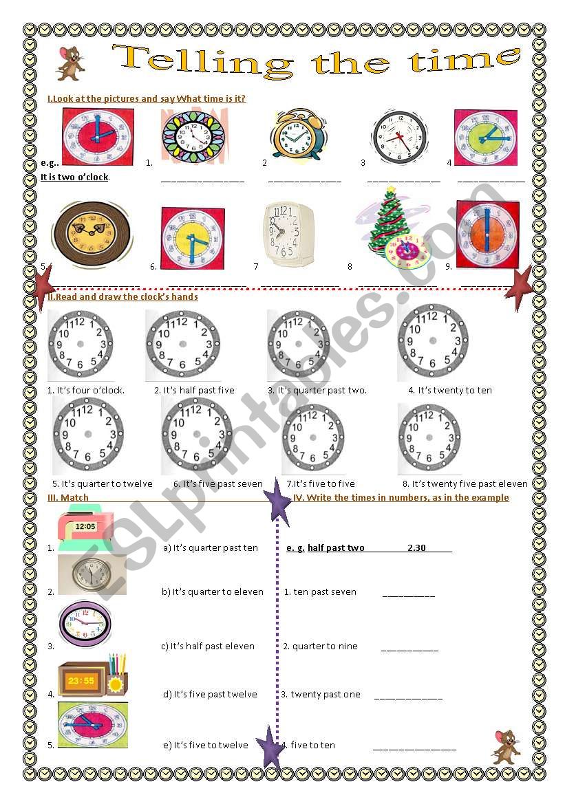 Telling the time worksheet