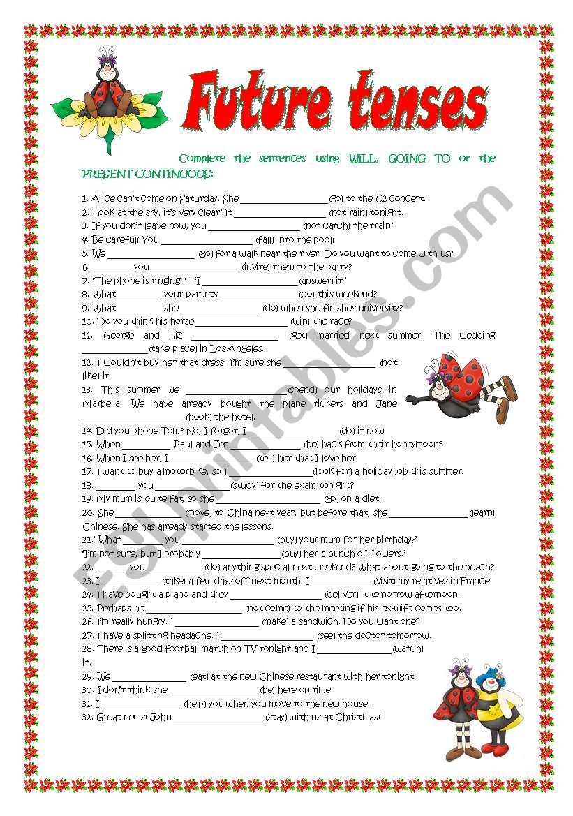 Future tenses worksheet