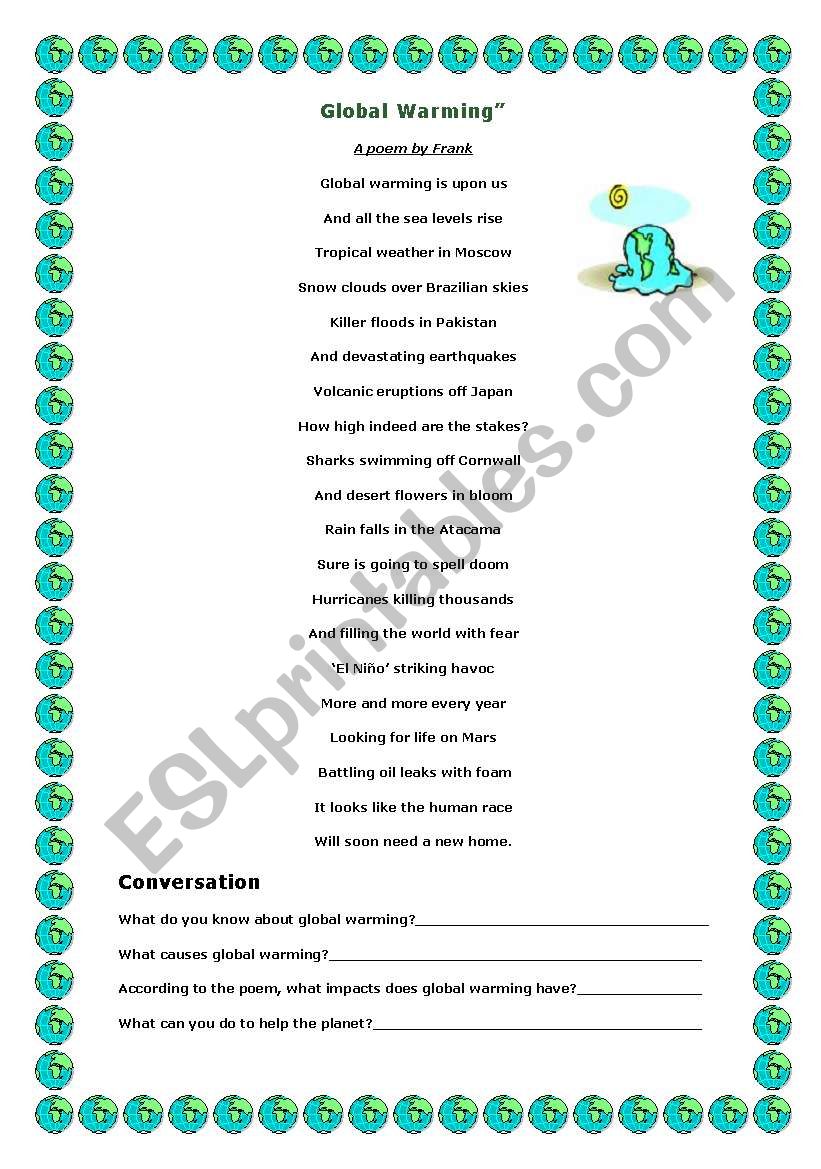 global warming worksheet